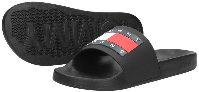Tommy Hilfiger Tommy Jeans Mens Flag Pool Slide zwart