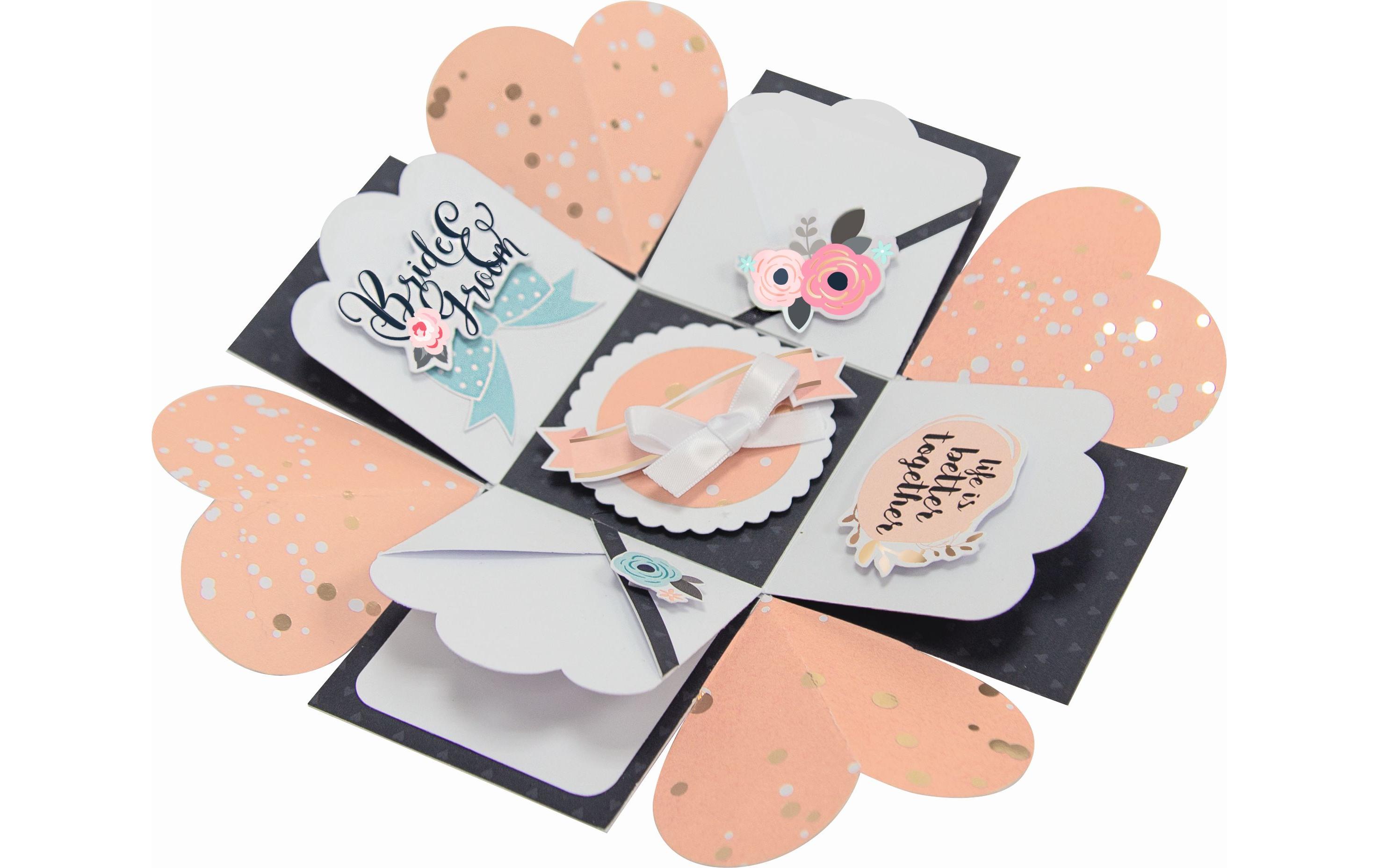 Geschenkbox Romantik Mehrfarbig, 7.50 x 7.50 cmExplosionsbox mit Aufklapp-Effekt