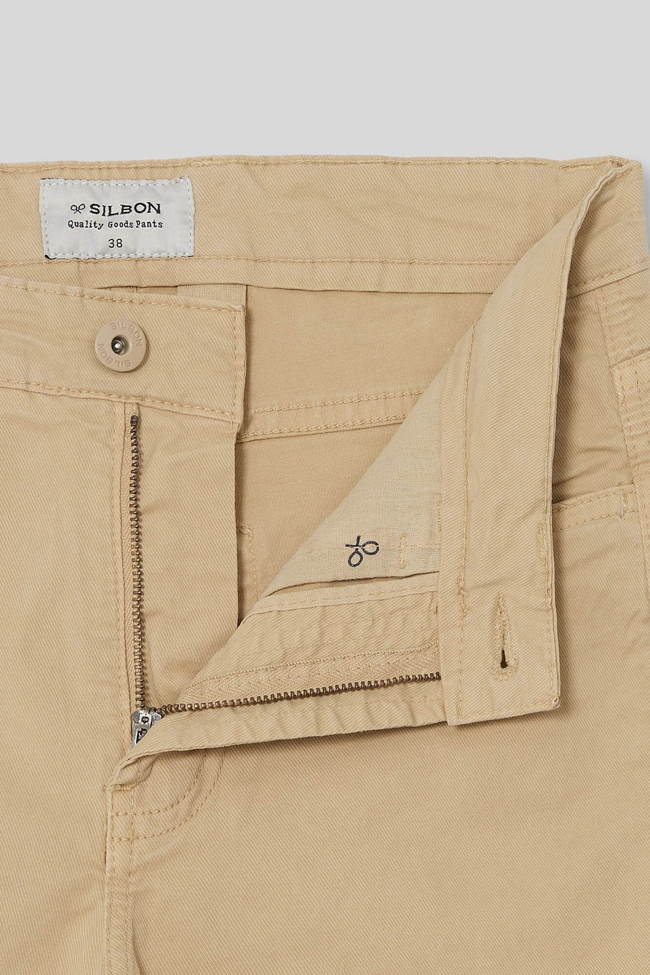 Calça esportiva casual bege com cinco bolsos - Bege