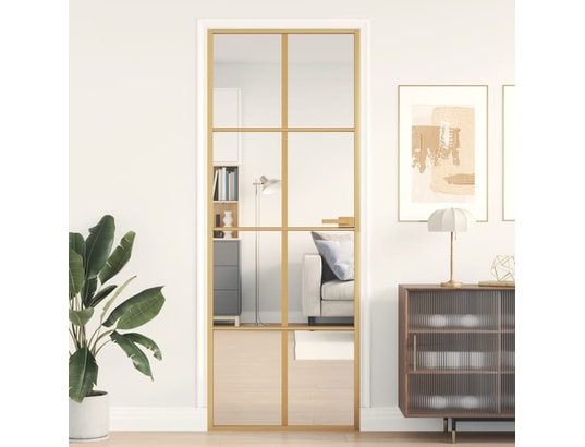 VIDAXL - Porte verre Porte intérieure mince doré 76x201,5 cm verre trempé alumini...