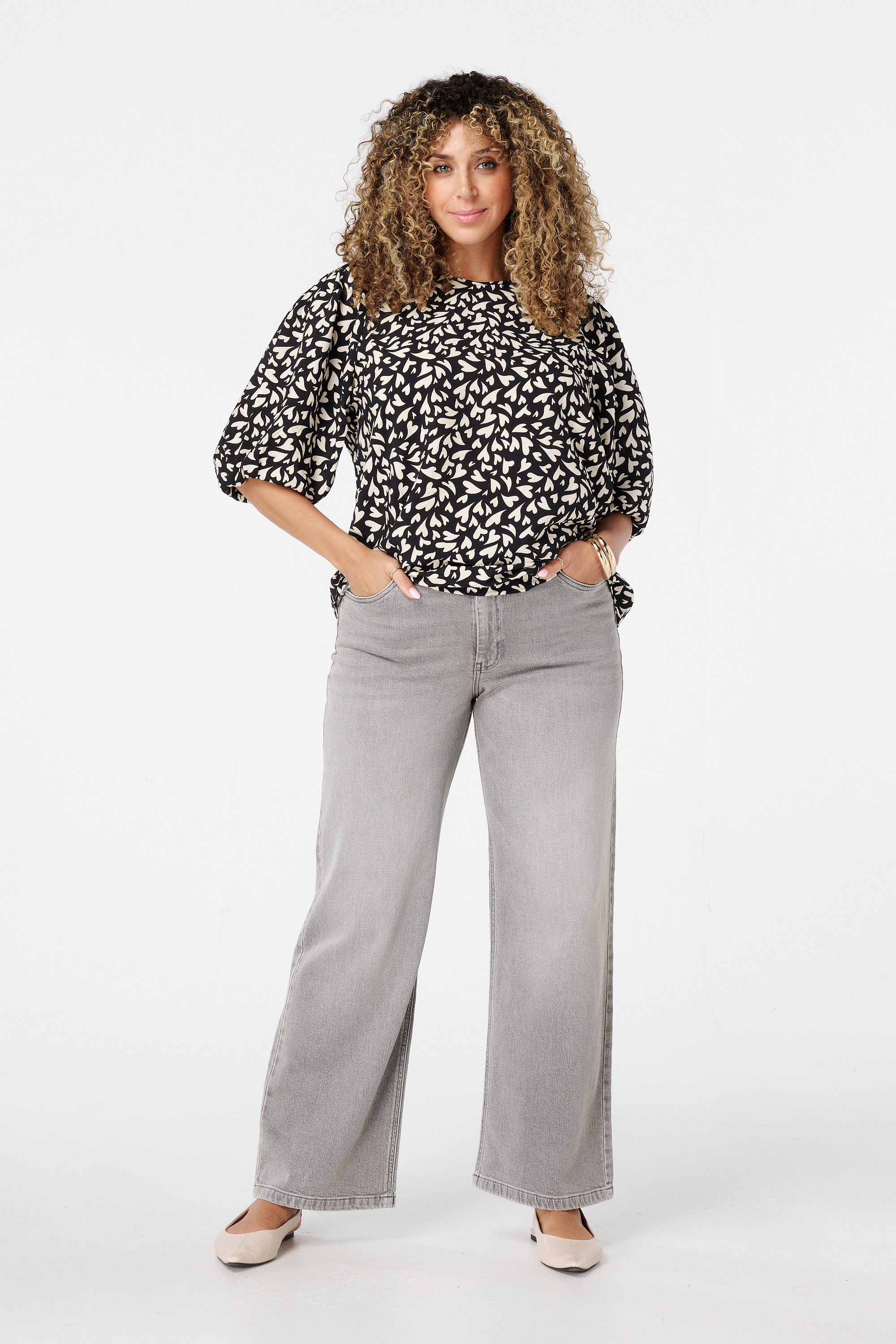 Blouse met print Multi zwart-wit