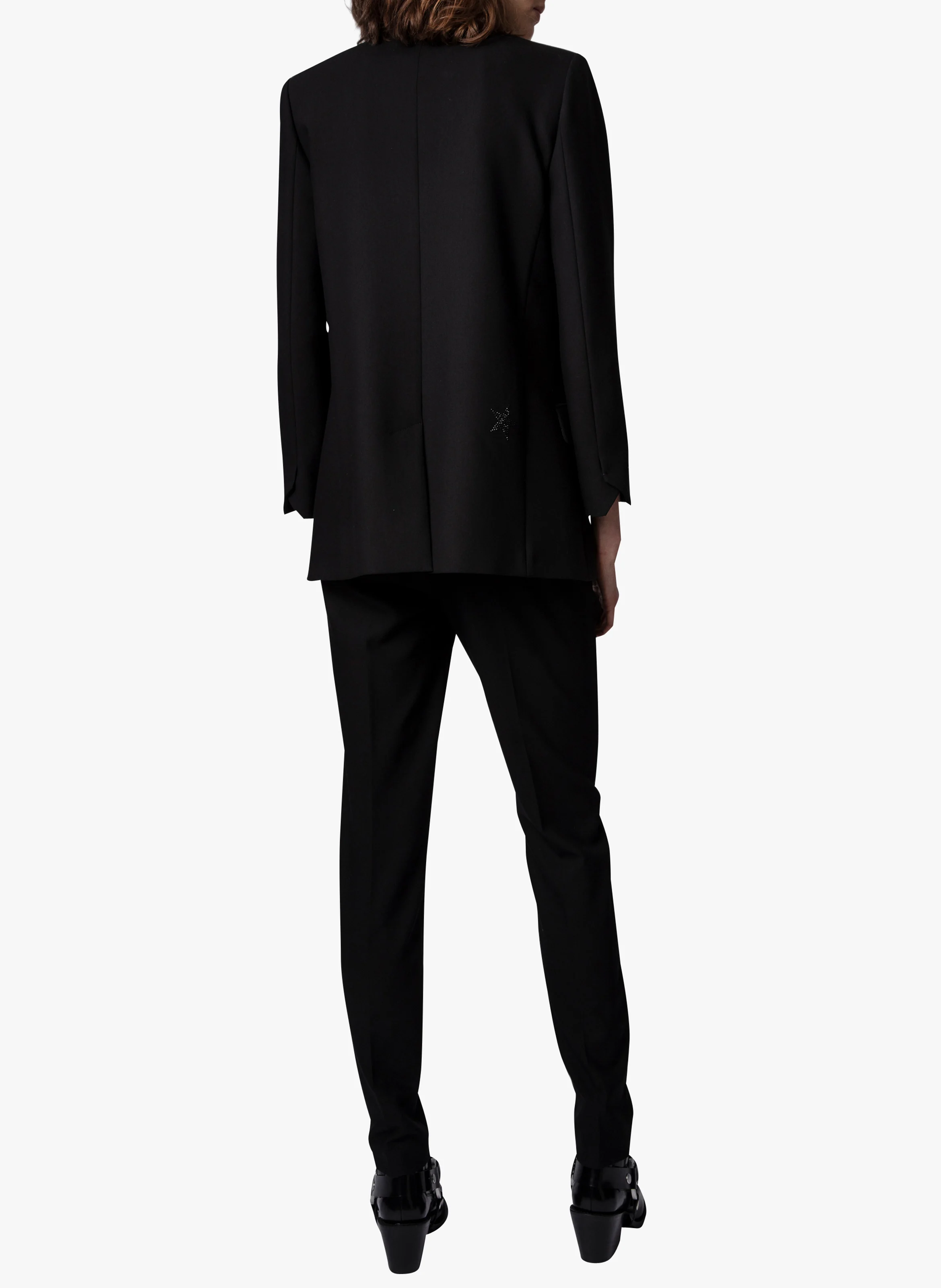 VIVA - Veste col tailleur avec étoiles strass | Noir