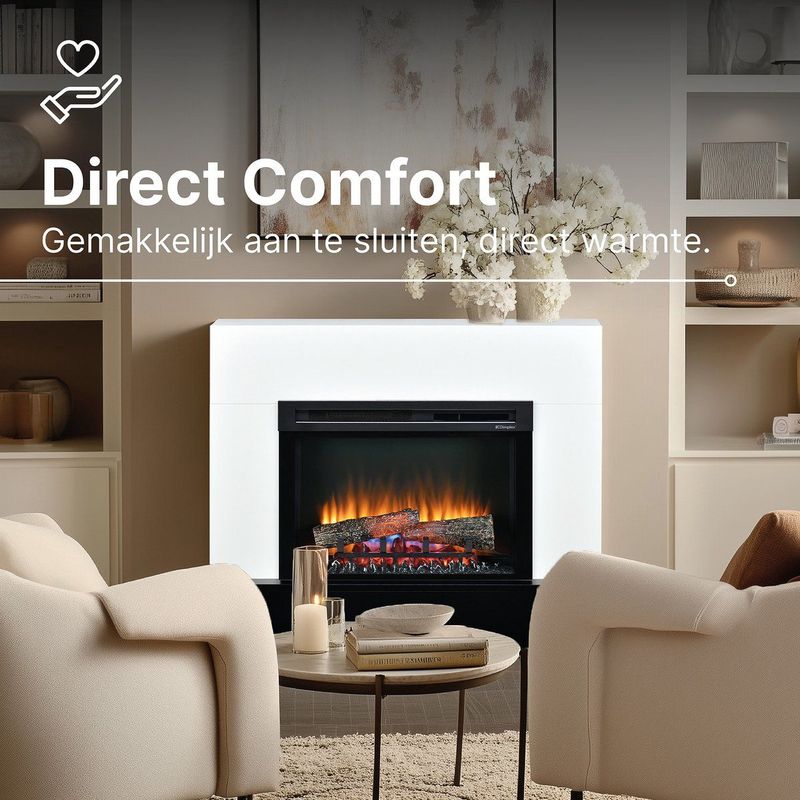 Dimplex - Vigor - Vrijstaande Elektrische Sfeerhaard - Wit Design - 1400 Watt Warmte