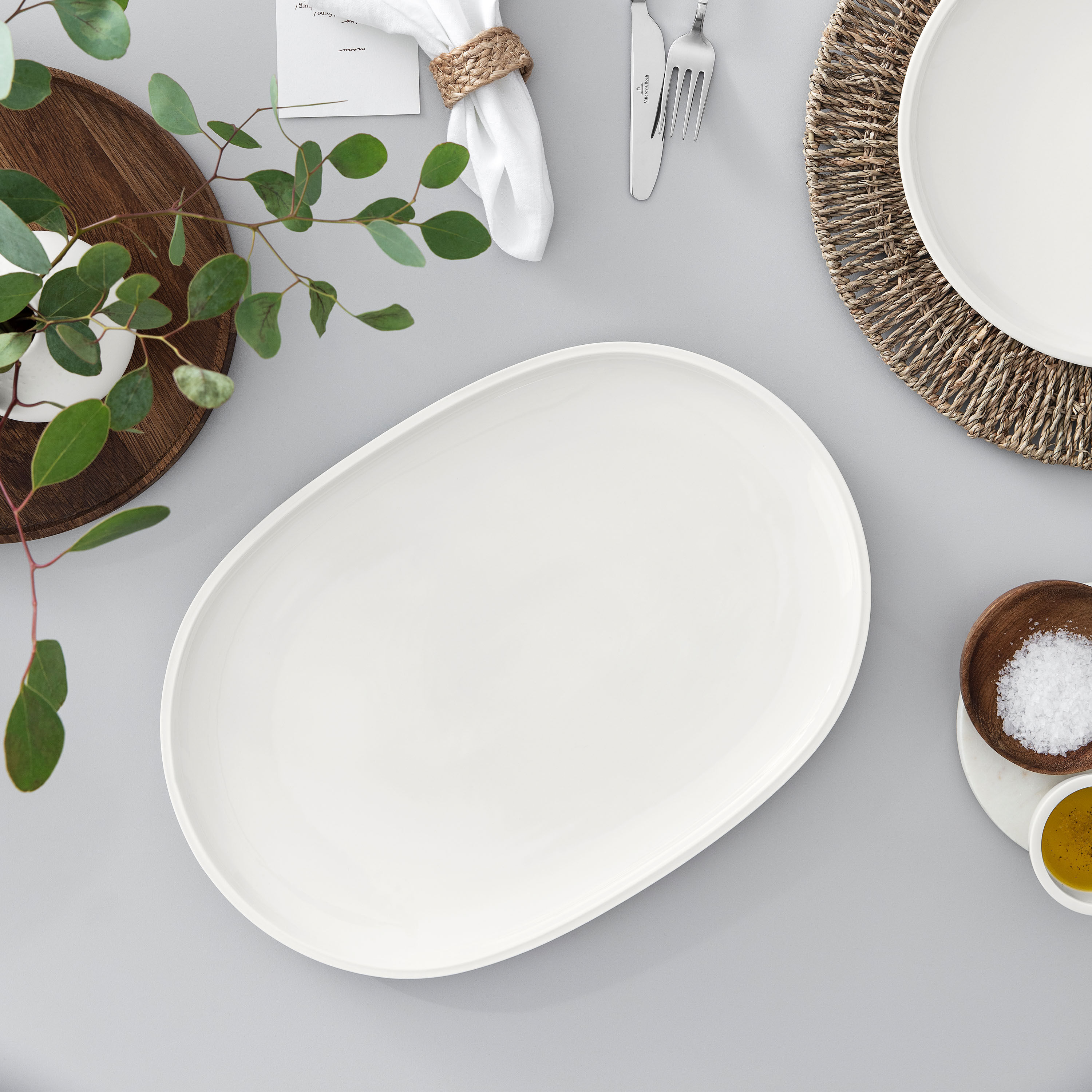 Artesano Fish plate White, 17.1'' x 11.9'', Premium Porcelain