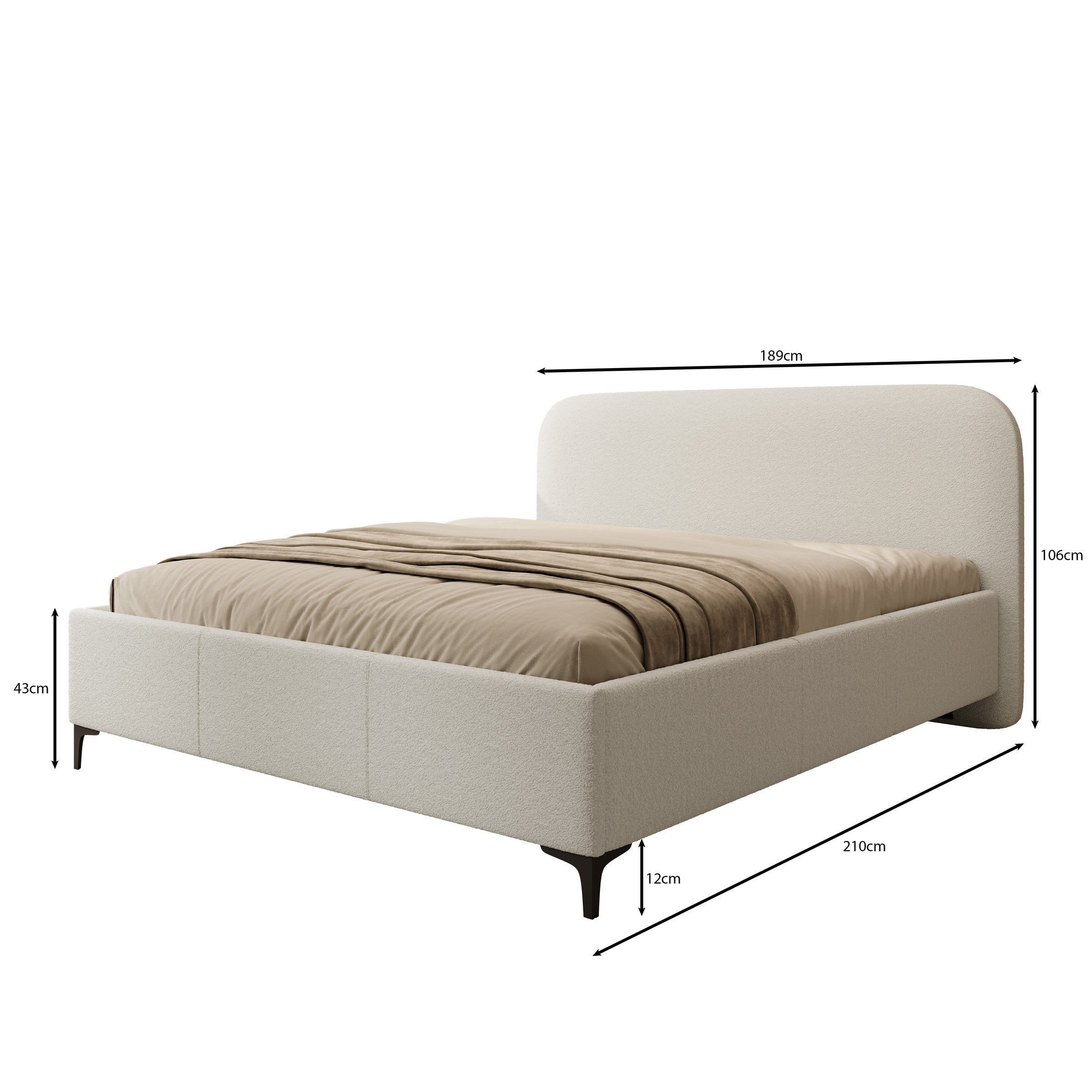 Helsink - Tweepersoonsbed - Teddystof beige - 180x200 cm
