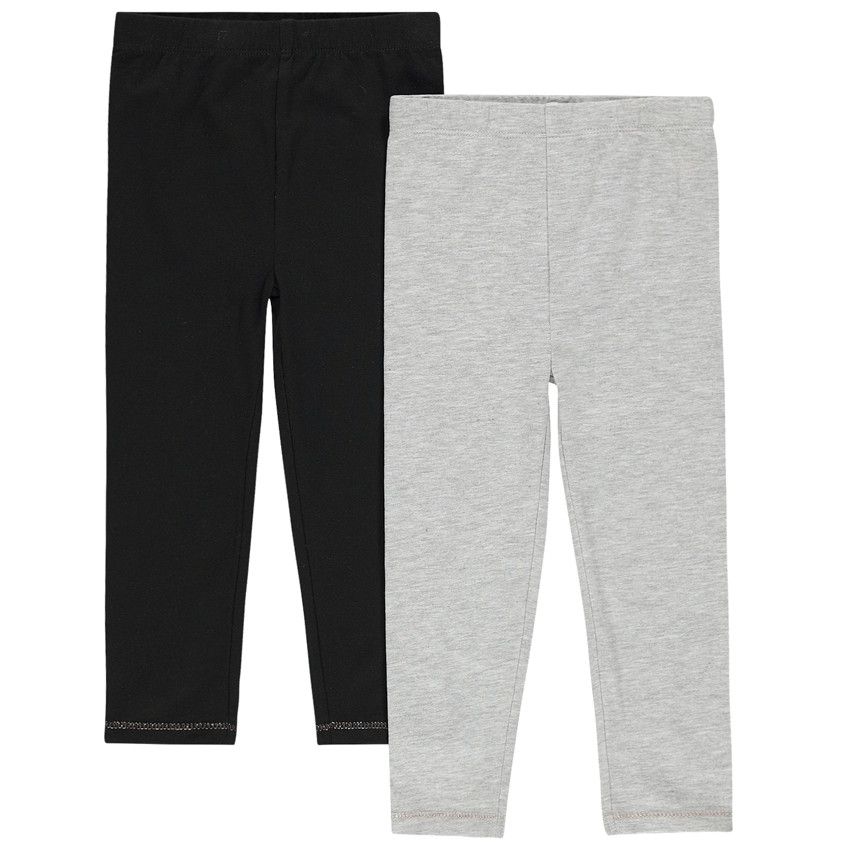 Lot de 2 leggings unis en coton bio - Gris chiné