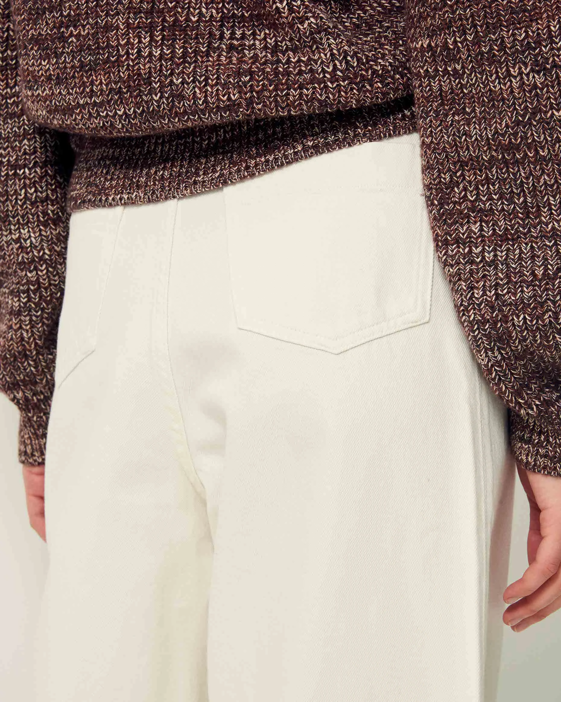 WADDEN - Pull ajusté col rond en maille mélangée | Marron