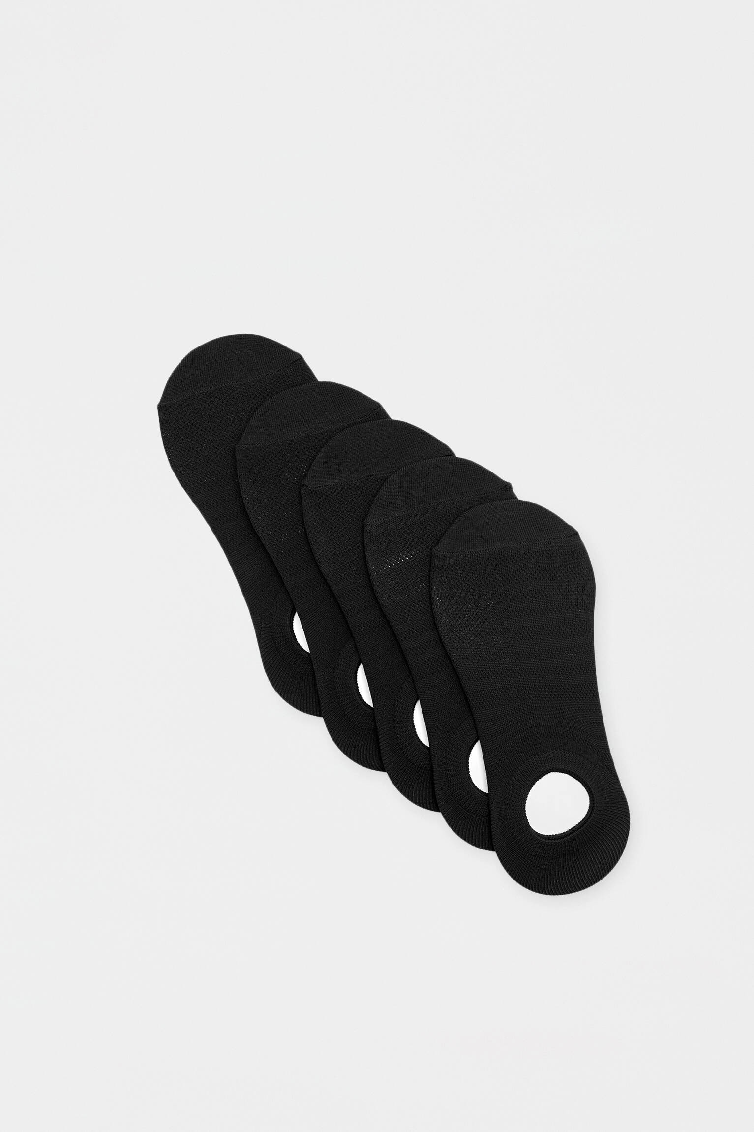 Pacote com 5 pares de meias invisíveis lisas - pretas
