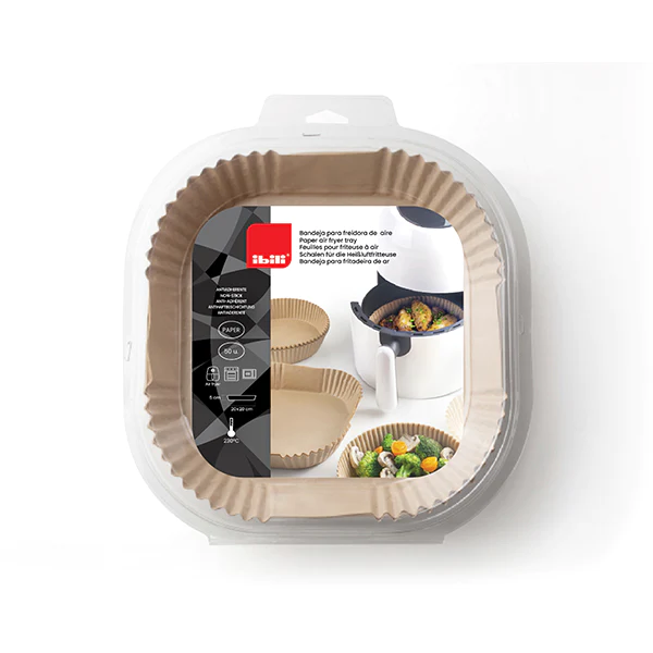 Caissettes pour friteuses à air carrées 50 pièces Ibili