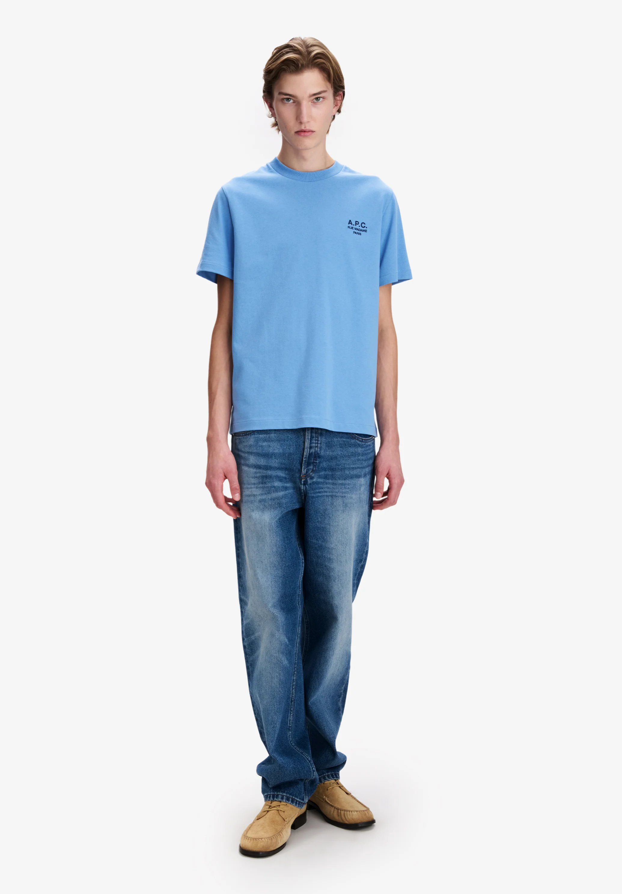 T-shirt bleu clair à logo A.P.C. Rue Madame