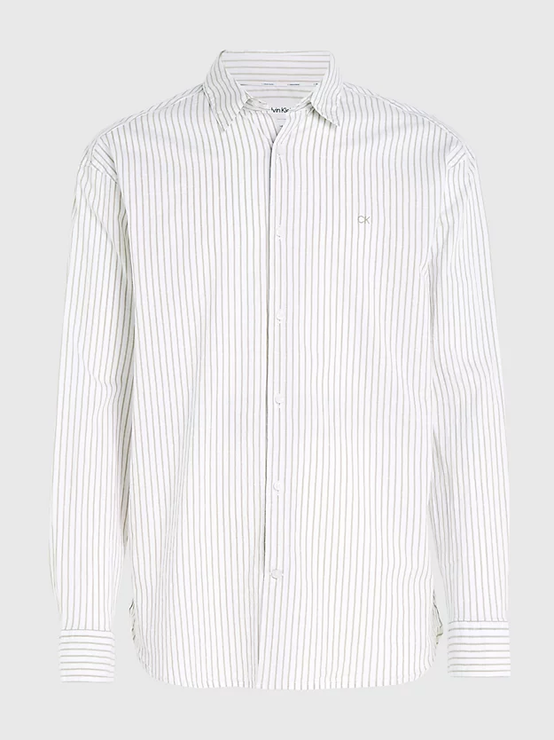 Camisa de algodão texturizado listrada com modelagem relaxada