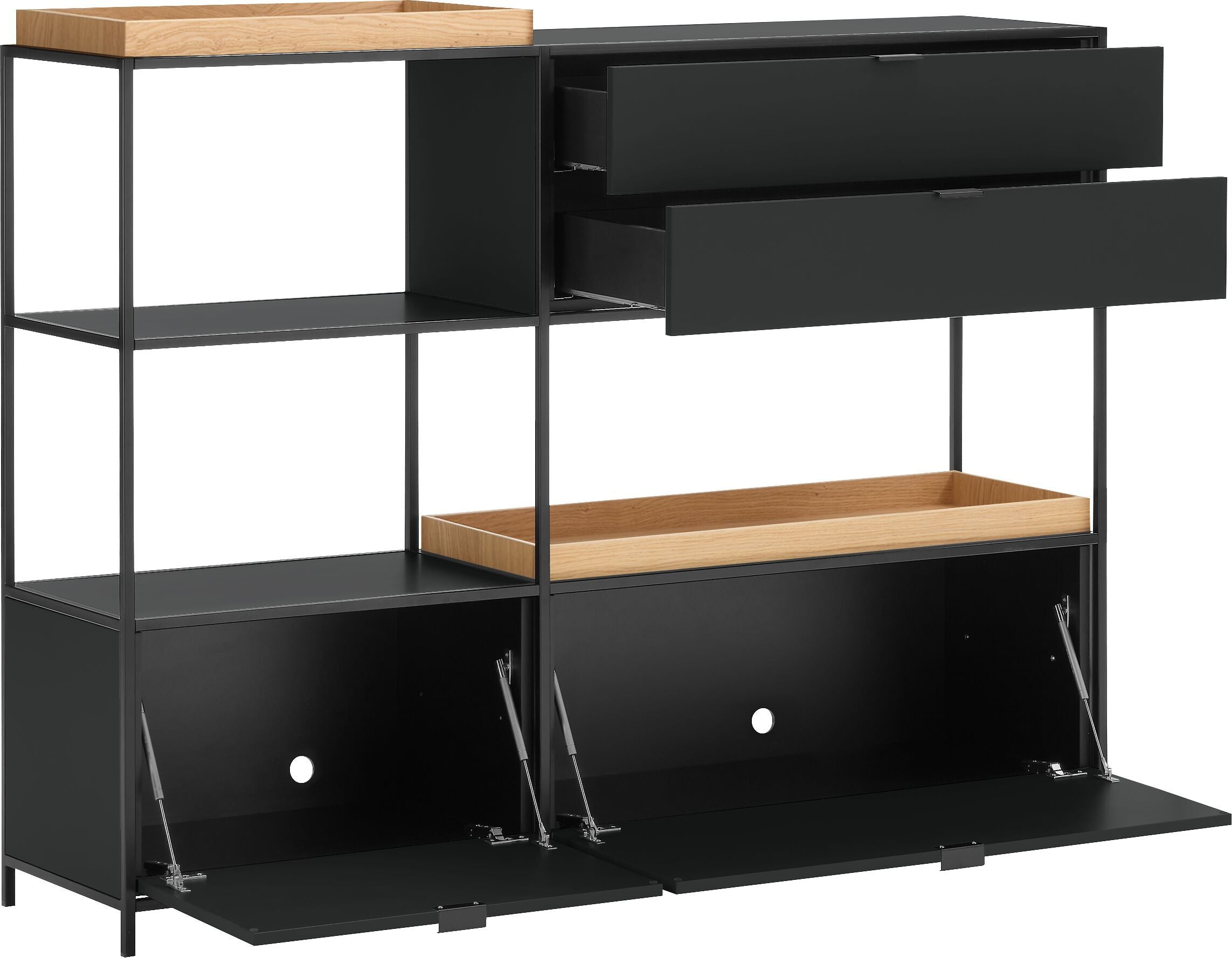 SEVEN Regal - Anthrazit/Eiche / B: 154.8 cm x T: 39.0 cm x H: 122.5 cm
