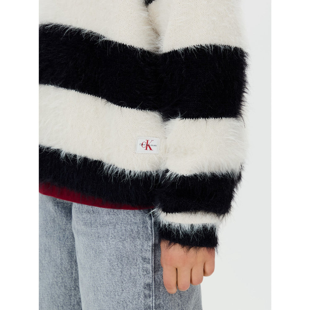 Køb Calvin Klein Whitecap Gray / Ck Black Ck Stripe Cn Sweater