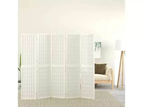 Cloison de séparation pliable 5 panneaux 200x170 cm Blanc