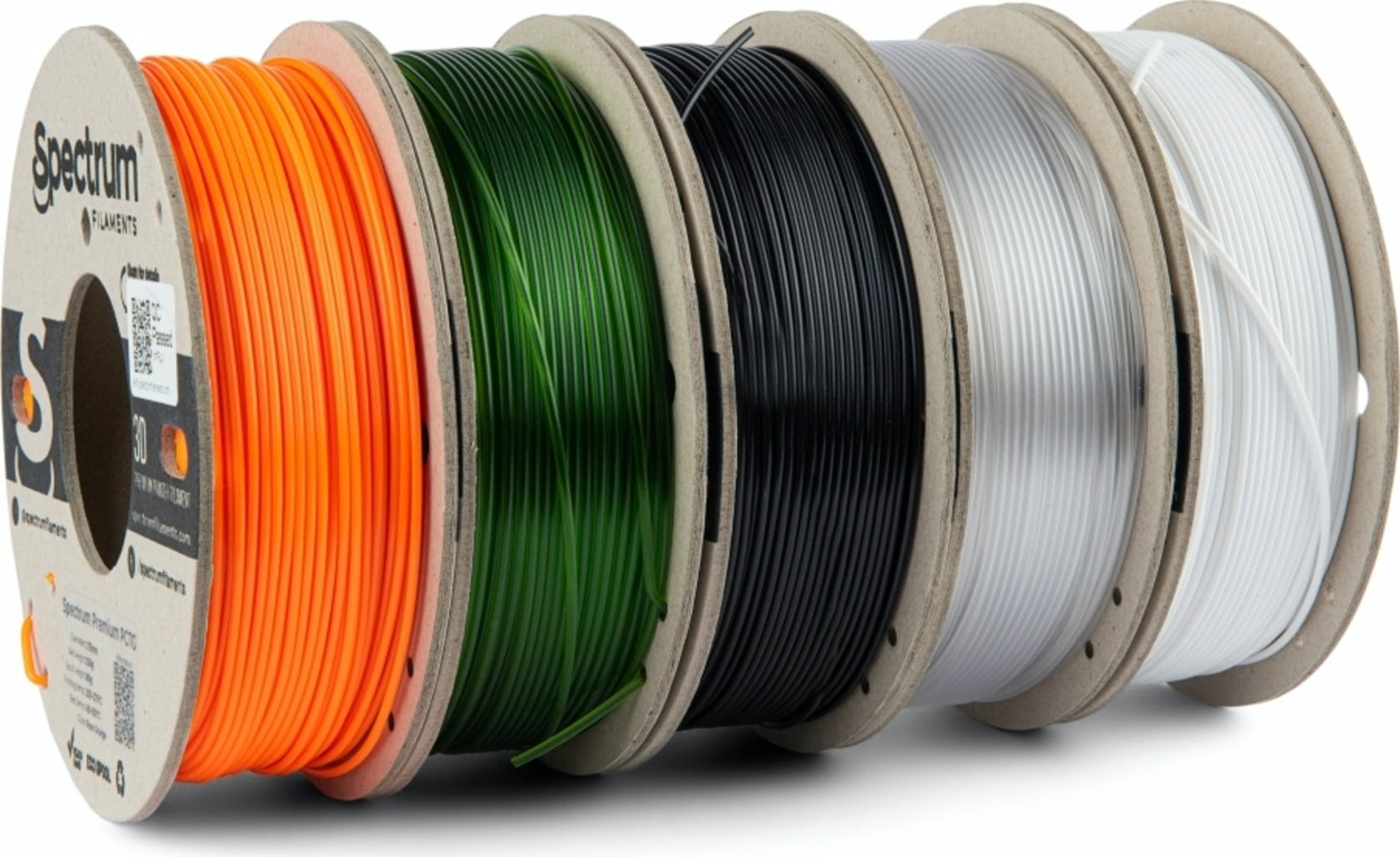 Spectrum  5er-Set PCTG Premium, 1,75 mm (1.250 g)    Filamente auf ökologischen Pappspulen