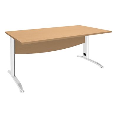 Bureau droit IDRA - L160 cm - Pieds blanc - Plateau imitation Hêtre