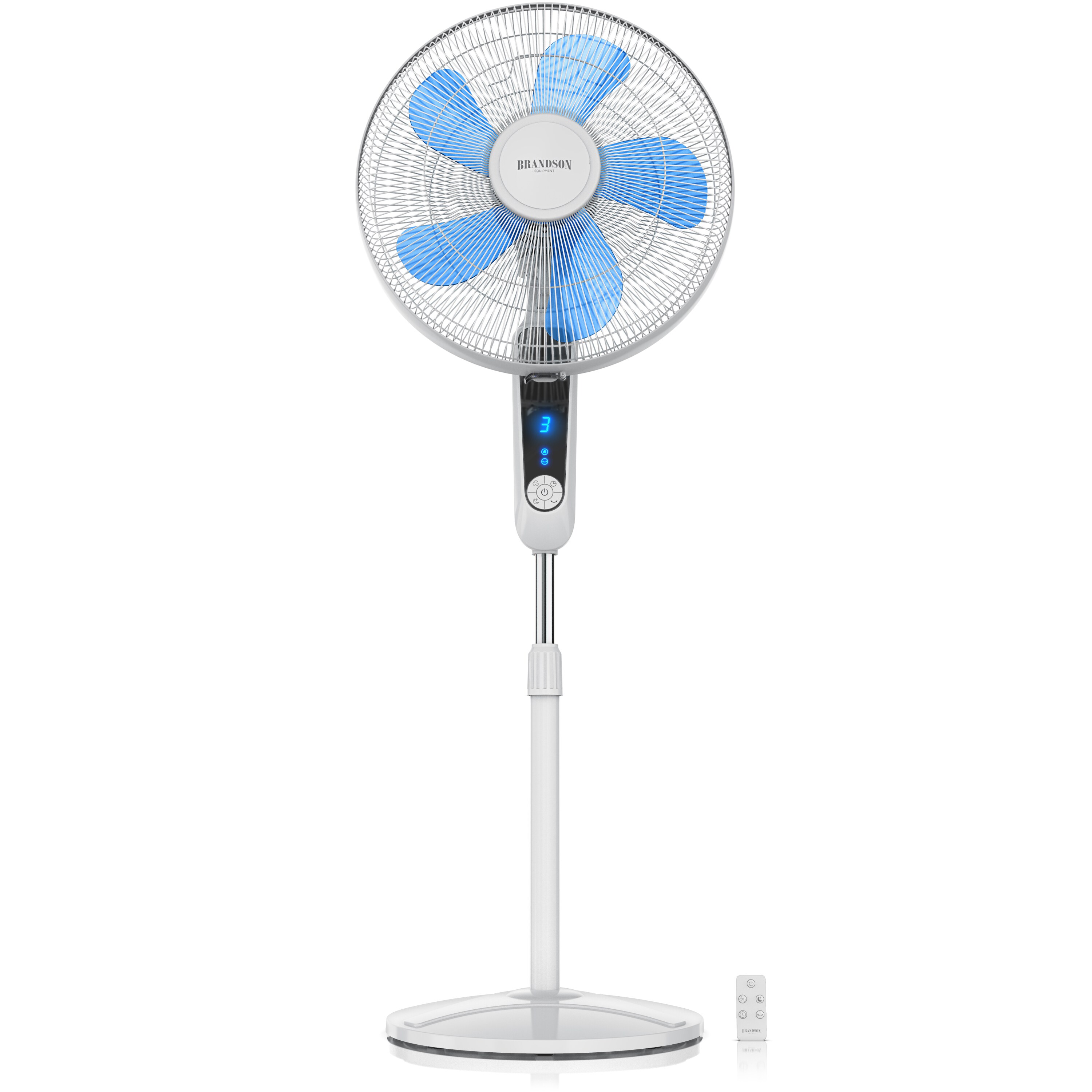 Brandson Standventilator Silent mit Fernbedienung und Display, mobiler Lüfter, Oszillation 80°, 60 Watt, Ventilator leise, Höhe verstellbar