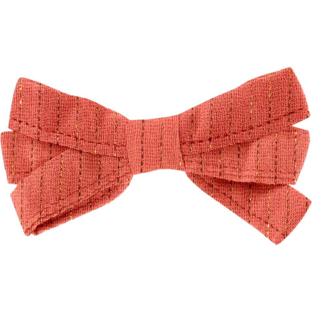 Barrette Noeud Ruban Gaze Lurex Corail