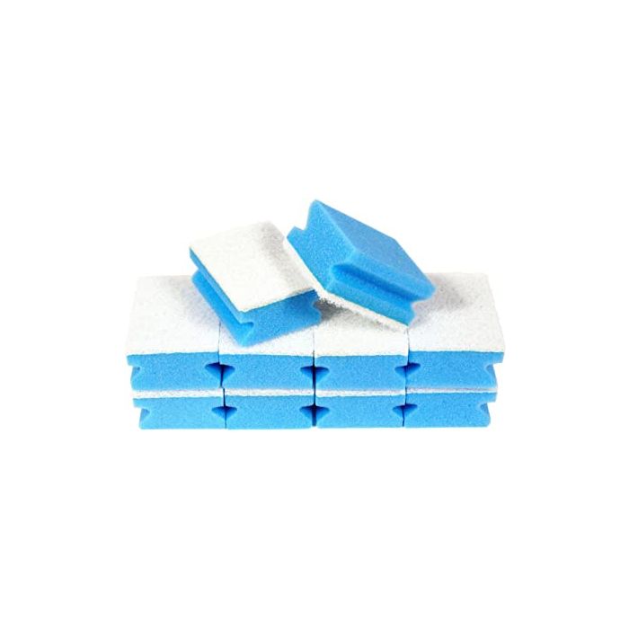 10st Schuursponzen met greep 10 stuks schuurspons 140x70x42mm blauw wit HACCP (105025)