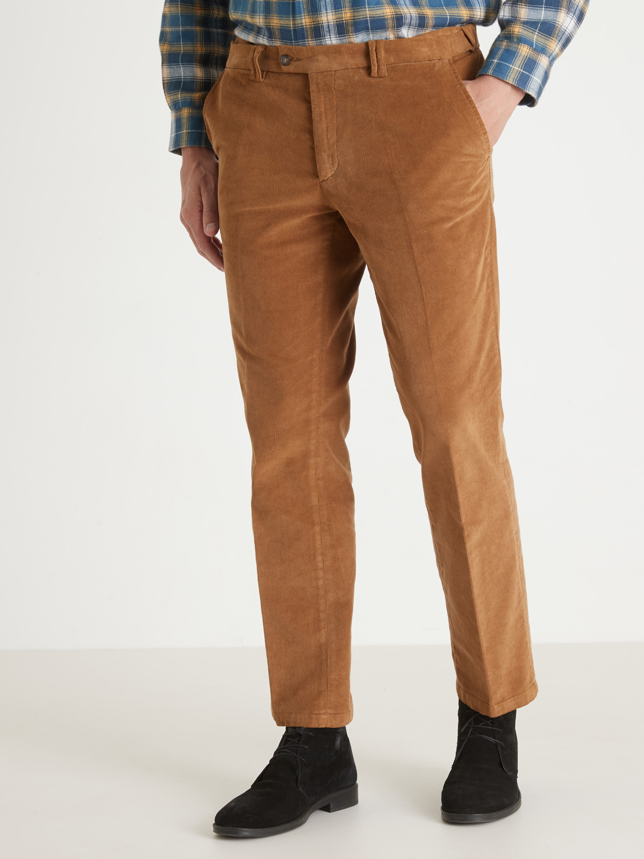 Pantalon élastiqué en velours côtelé