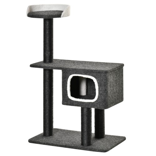 Torre de escalada Pawhut com caverna cinza para gatos