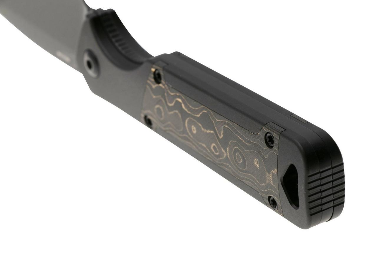 Kizer Militaw KZ1067A1 Black CPM S35VN, Black Aluminium, Gold Camo-Carbon Inlay, vaststaand mes, Jonathan Styles design