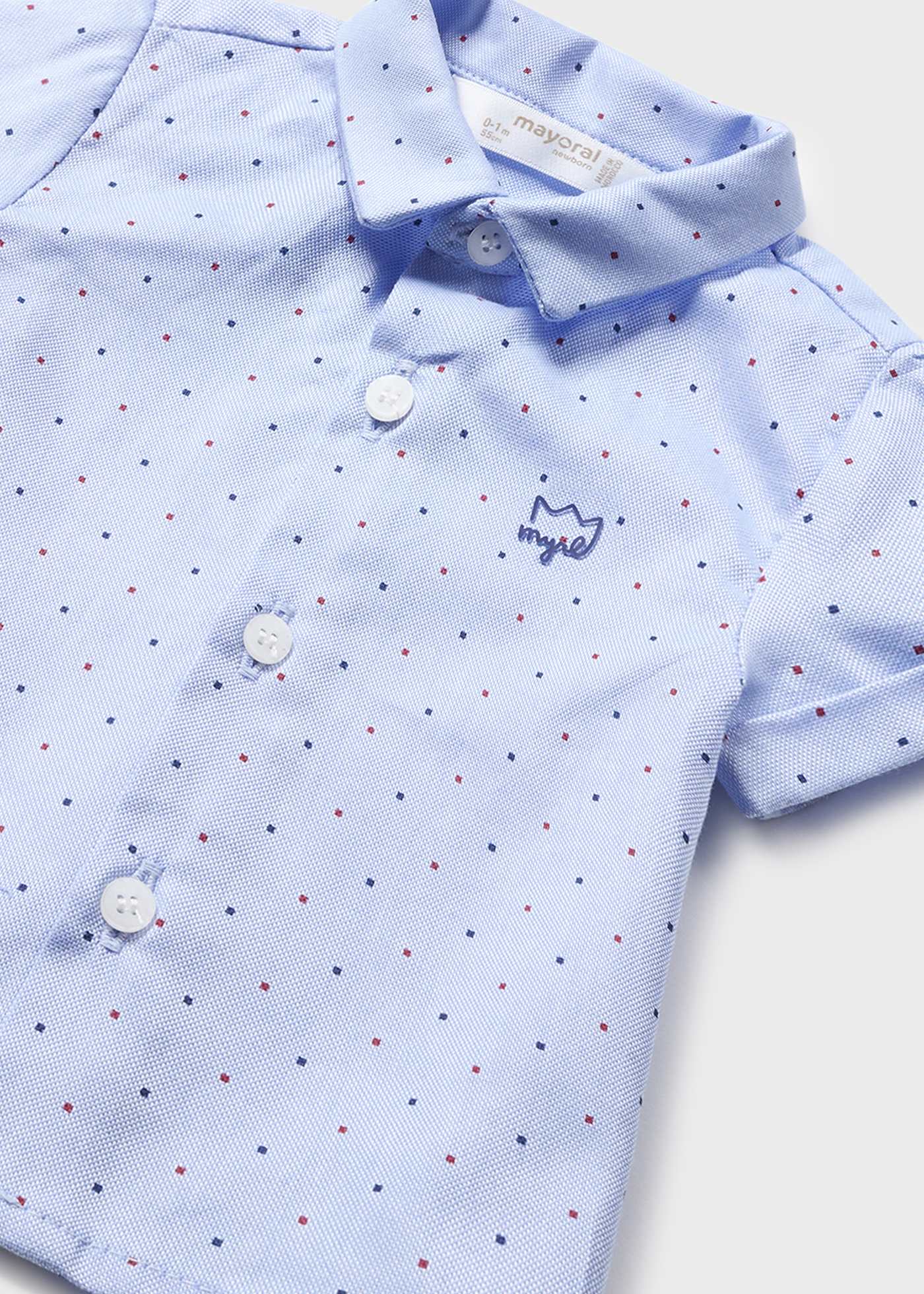 Camiseta de algodão de manga curta com estampa para recém-nascido