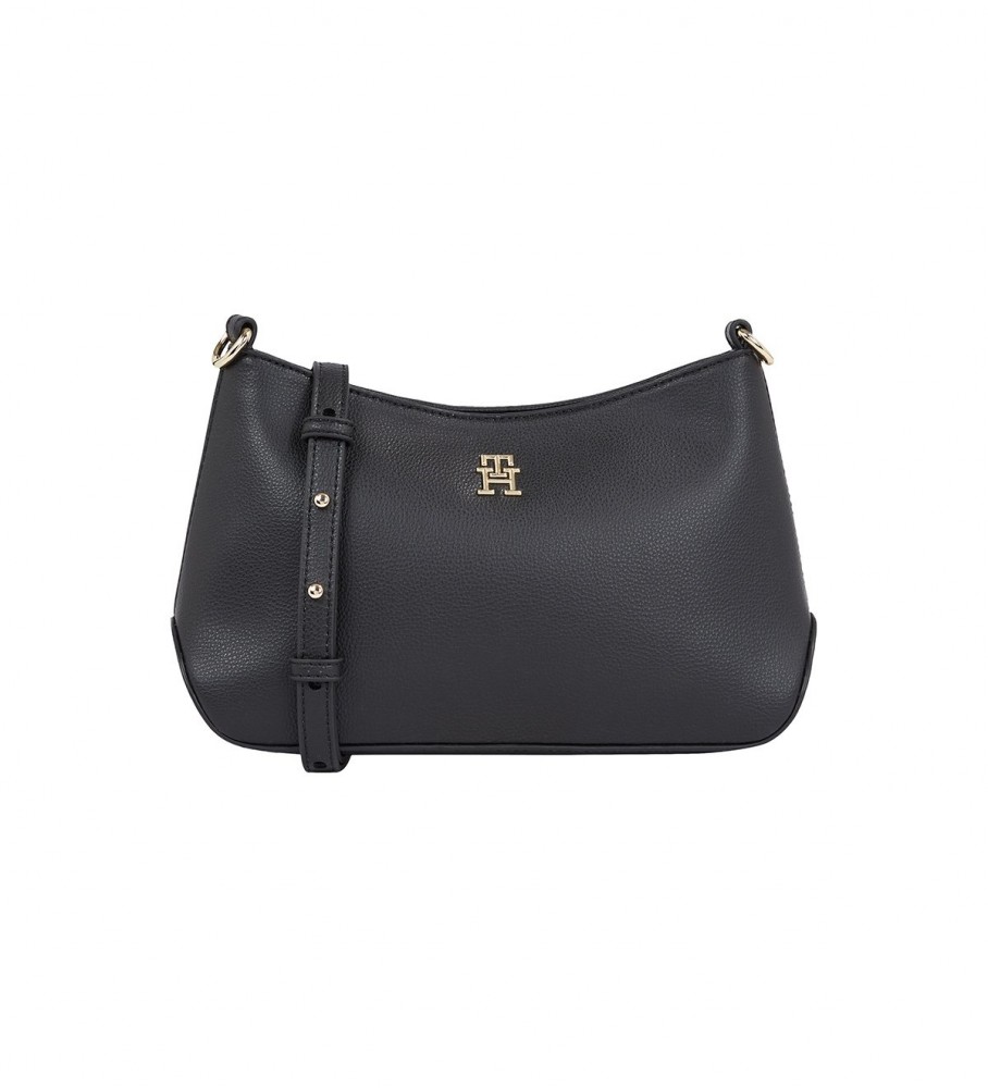 Bolsa transversal Tommy Hilfiger Staple Monogram na cor preta.