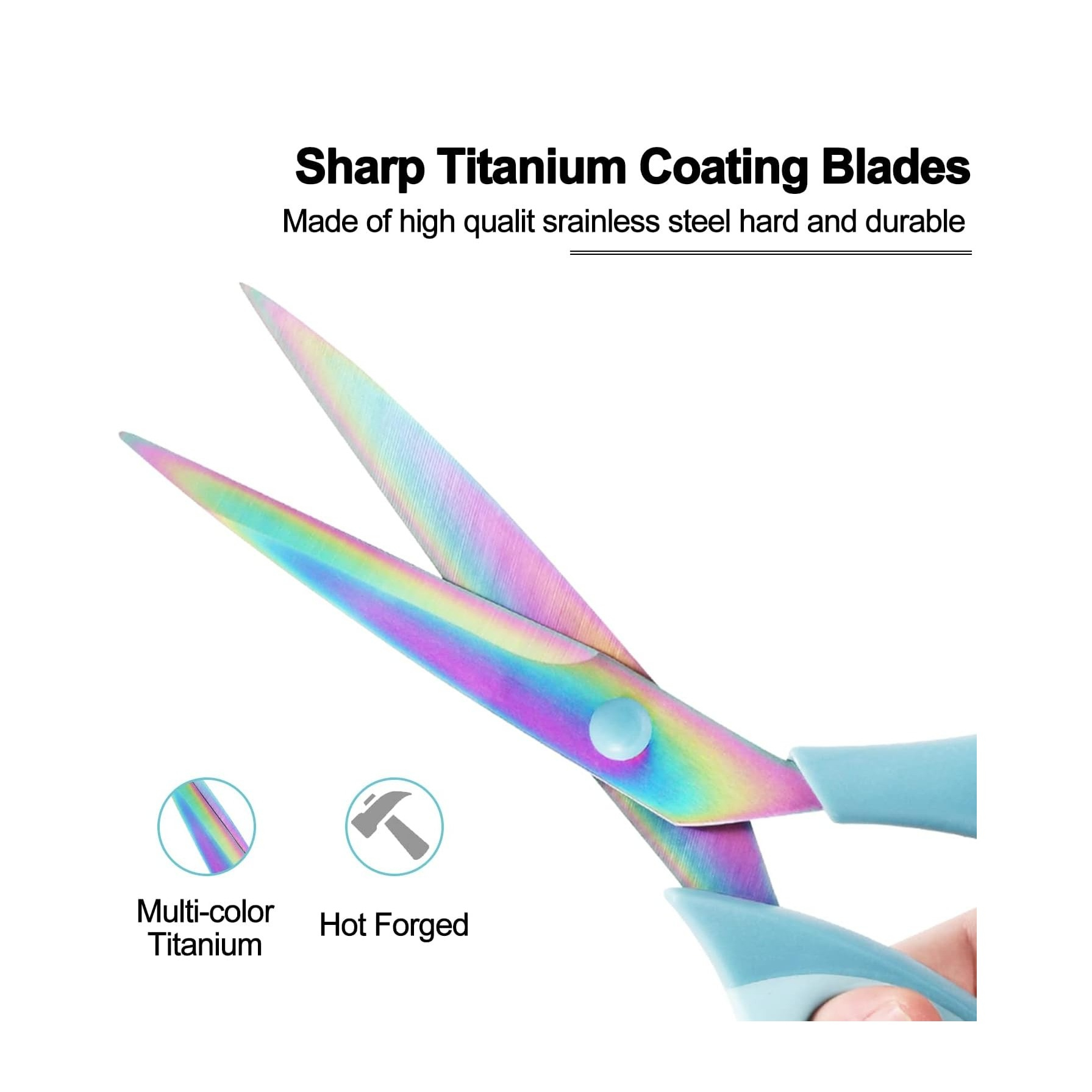 (3er Set) Mehrzweck Schere Universal Haushalts Schneide Werkzeug Regenbogen Titanium Klinge für Küche / Papier / Textil - Schwarz