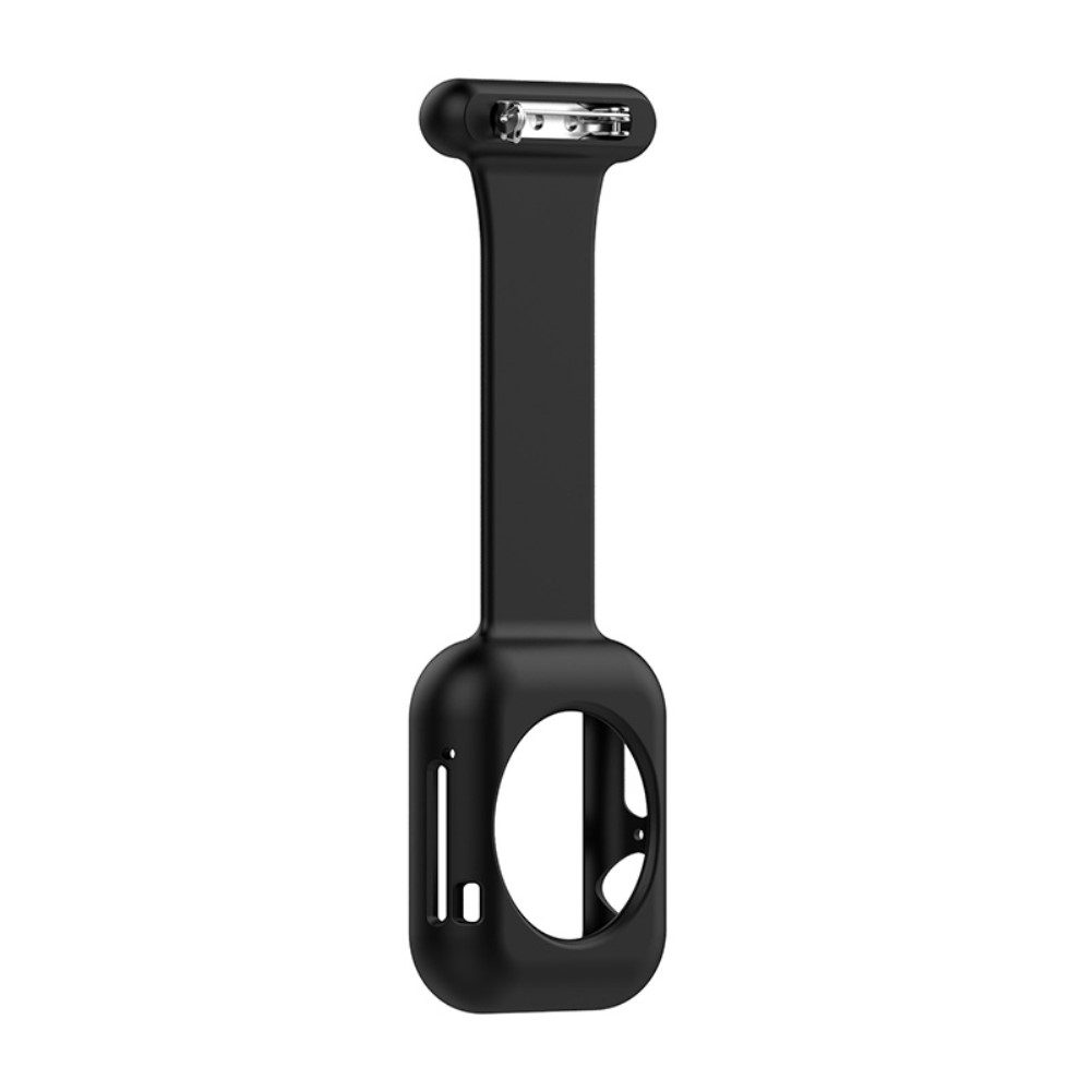 Apple Watch (49/46/45/44 mm) Silikon Uhren Schutzhülle Ansteck Halterung mit Sicherheitsnadel - Schwarz