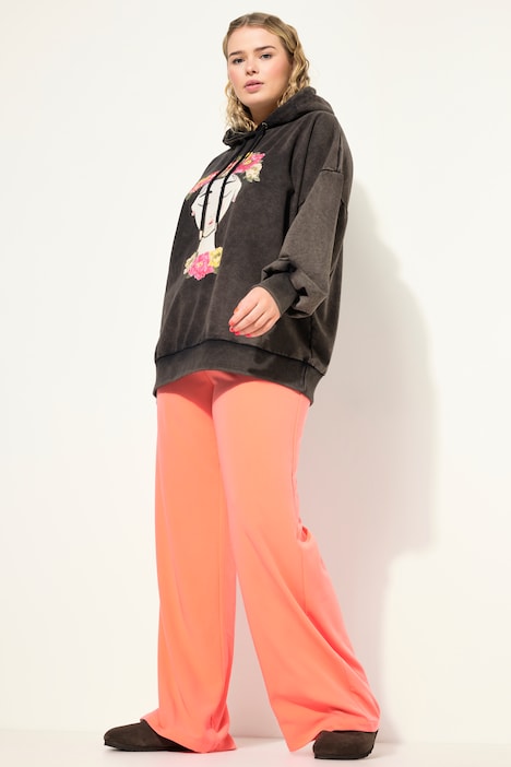 Hose, High Waist, weites Bein, Bundfalten