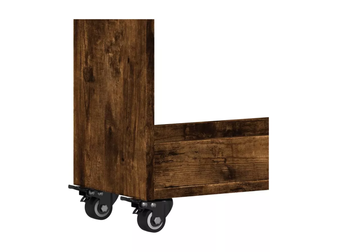 Armoire avec roues chêne fumé 60x22x79 cm bois d'ingénierie