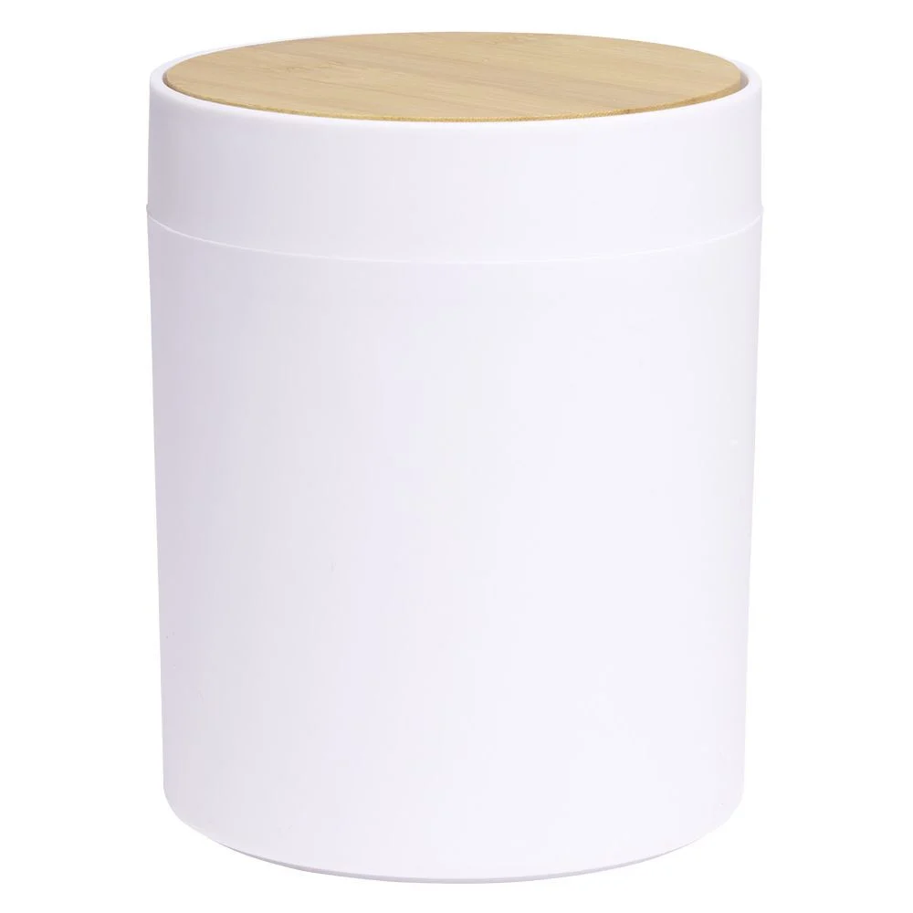 Poubelle à coton ronde métal blanc Ø13,7xH17,3cm 2,5L