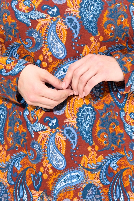 Shirt, Paisleymuster, A-Linie, Rundhals, Langarm