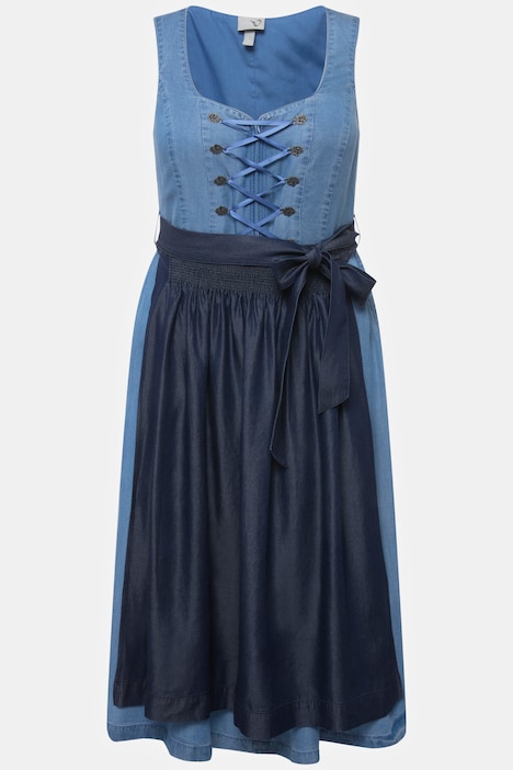 Dirndl, Lyocell, 2 Schürzen, Carree-Ausschnitt, ärmellos