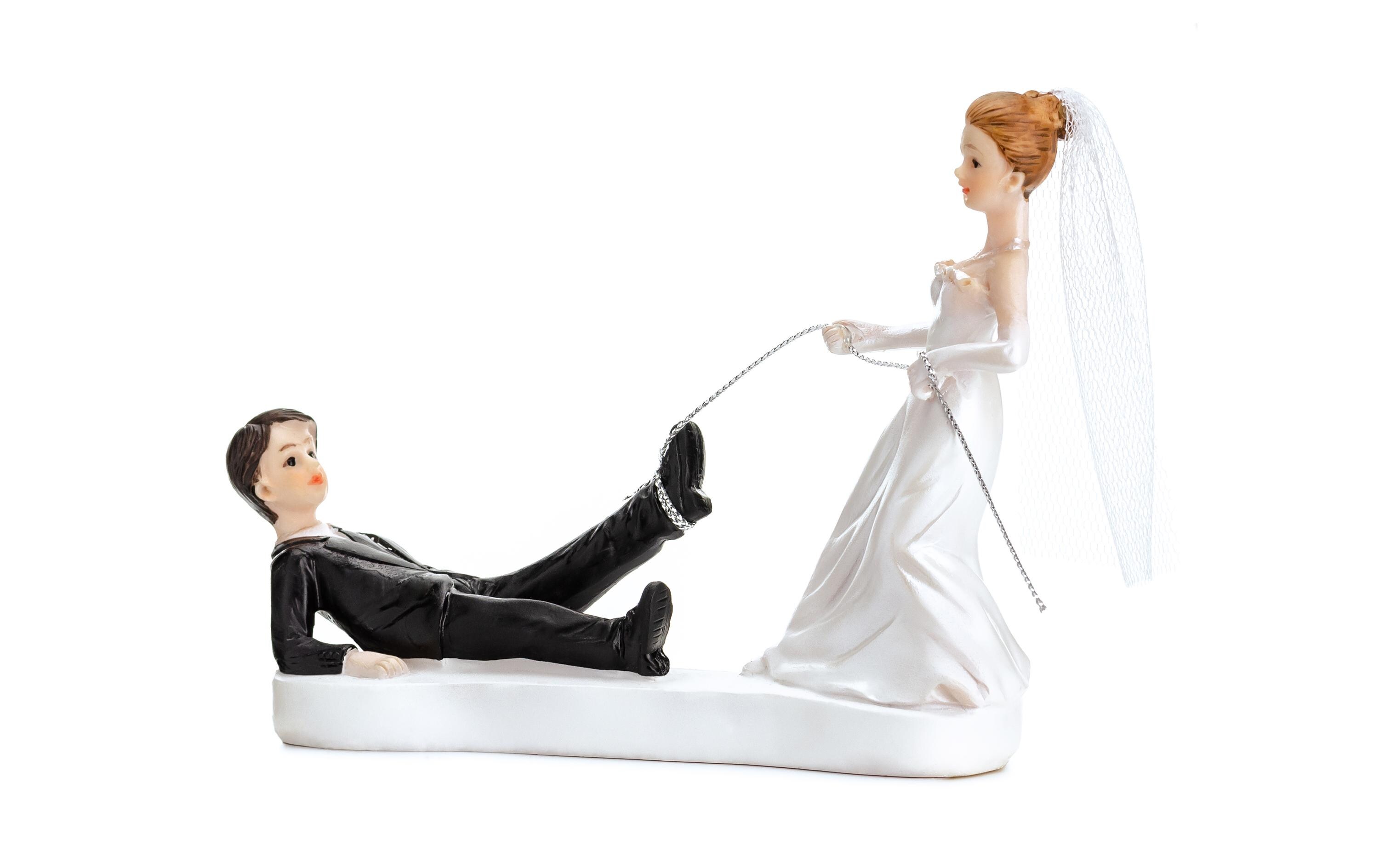 Kuchen-Topper Figur Brautpaar Seil Weiss/SchwarzCake Topper – Tortenstecker als Dekoration für die Hochzeitstorte