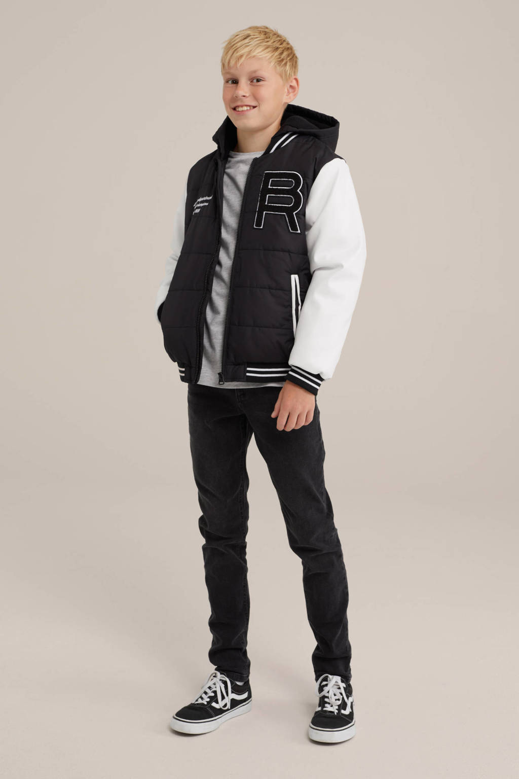 WE Fashion slim fit jeans black faded