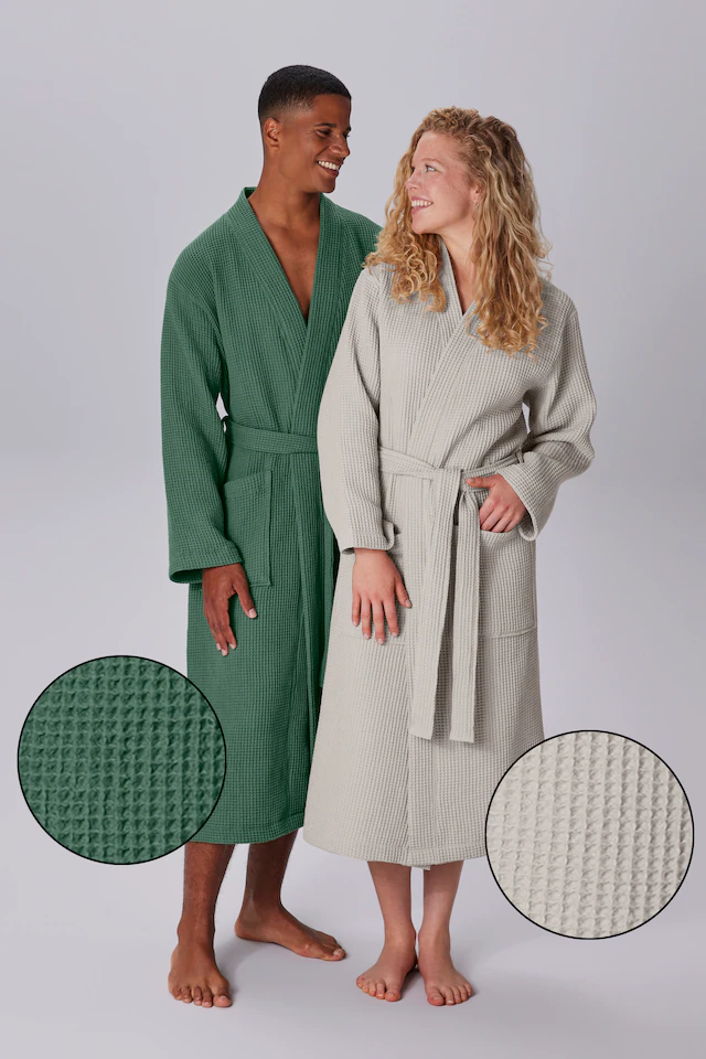 my home Unisex-Bademantel »Inga, Waffelpiqué, leicht, ideal für Sauna & Spa, Hotelbademantel«, 1 Stk. kleines Packmass, Taschen, Damen & Herren, S-3XL, Morgenmantel