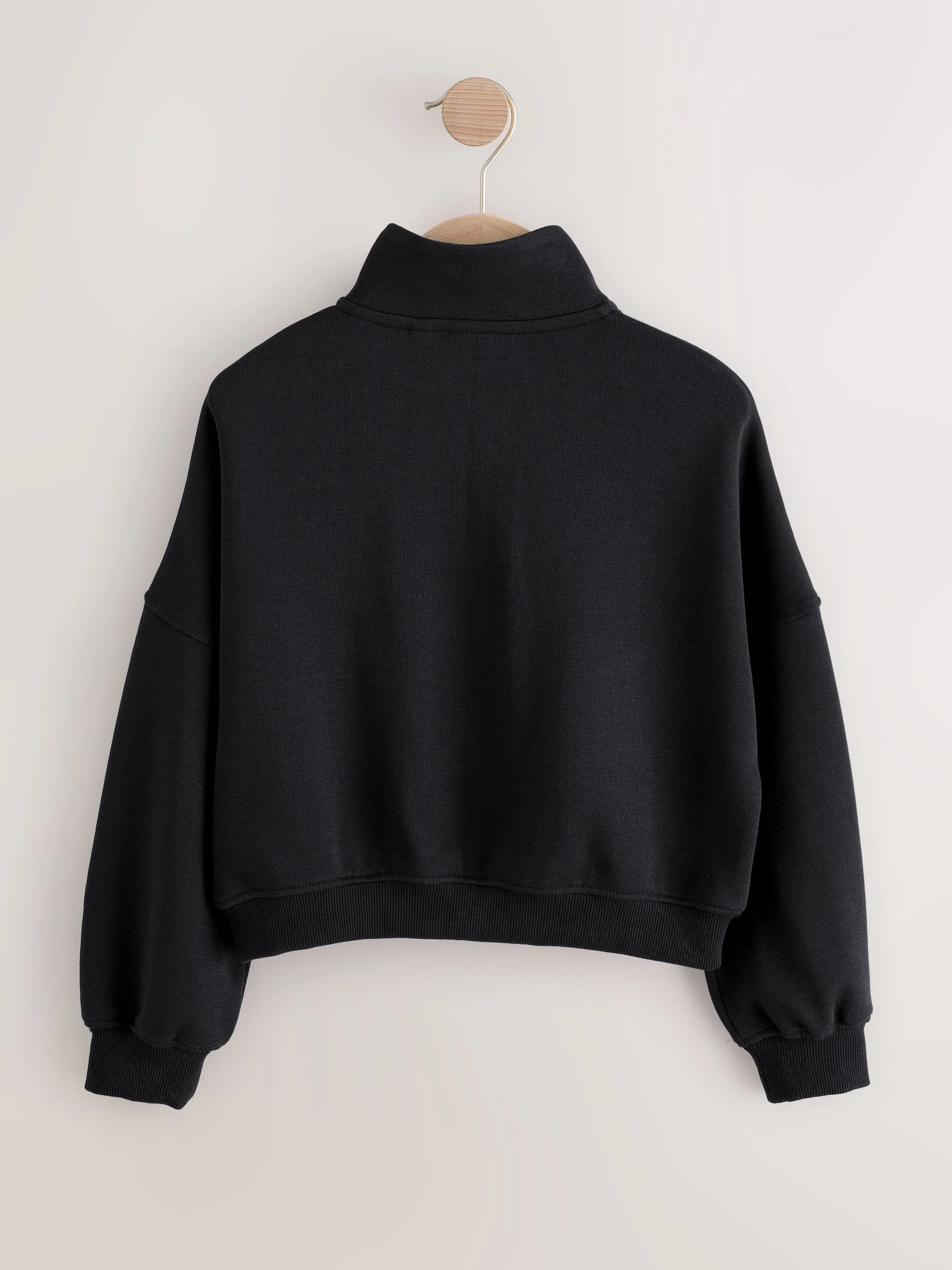 Zwart - Sweatshirt met rits bij de hals (3-16jr)