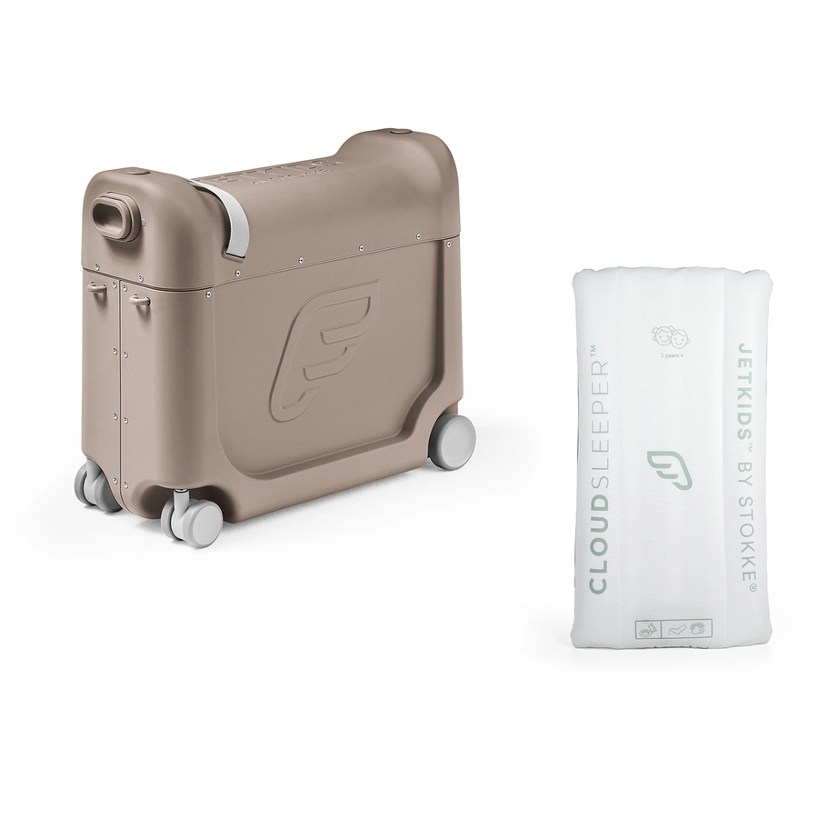 JETKIDS™ BY STOKKE® Aufsitzkoffer BedBox™ Limited Edition Creamy Cappuccino und Matratze CloudSleeper™ weiß