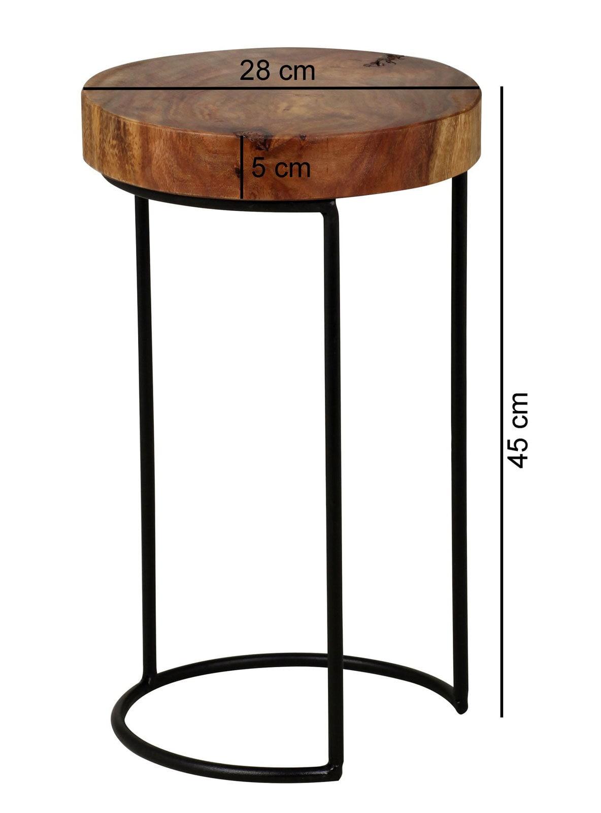 Beistelltisch Verdal Sheesham/Metall 28 x 45 cm