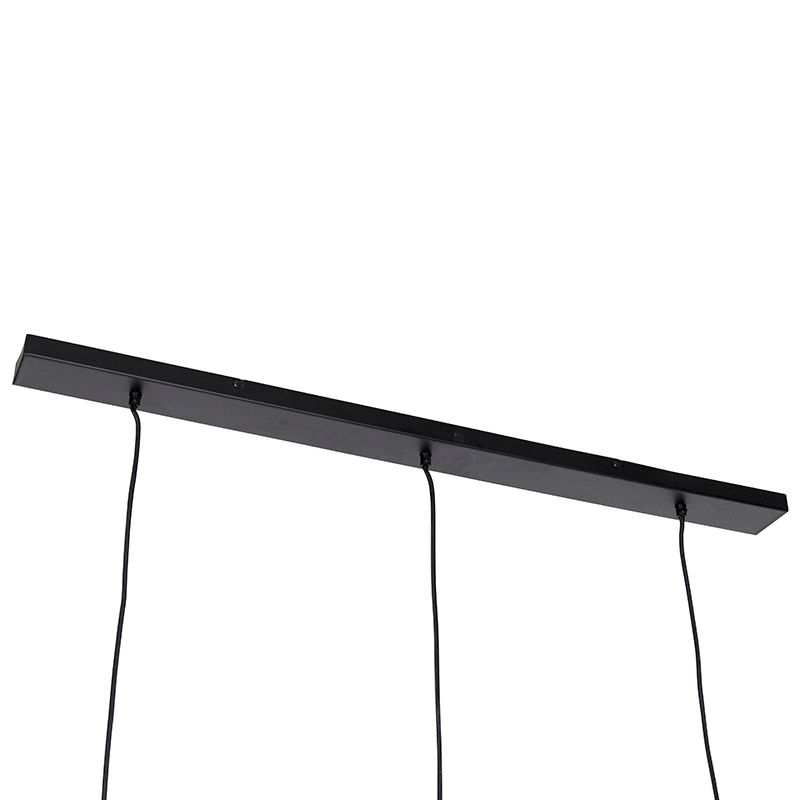 Vintage hanglamp zwart met messing langwerpig 3-lichts - Kayleigh
