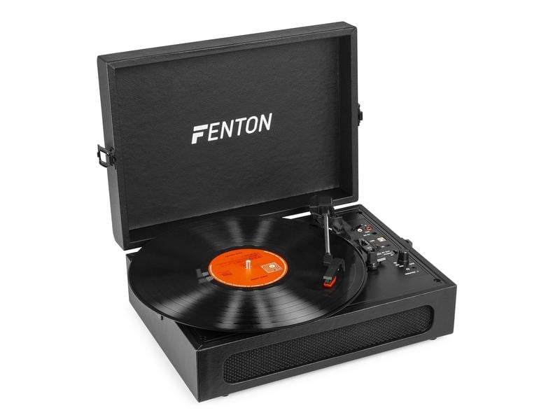 Fenton Plattenspieler mit Bluetooth RP118B Schwarz Hochwertiger Plattenspieler im Kofferdesign