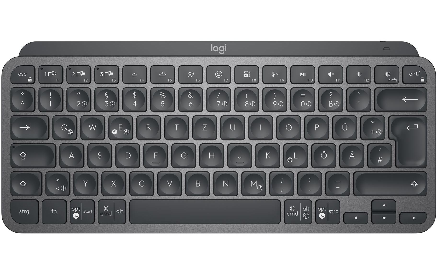 Tastatur MX Keys Mini Graphite CH-Layout<br>Minimalistische kabellose Tastatur mit Tastenbeleuchtung