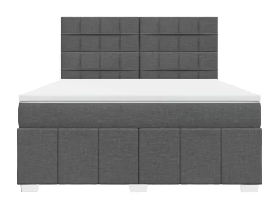Sommier à lattes de lit avec matelas Gris foncé 180x200cm Tissu