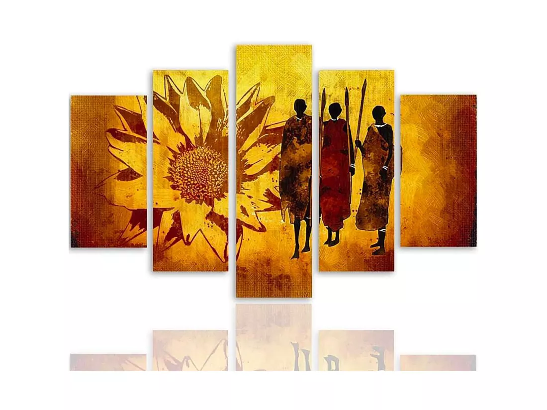 Tableau guerriers africains - 300 x 140 cm