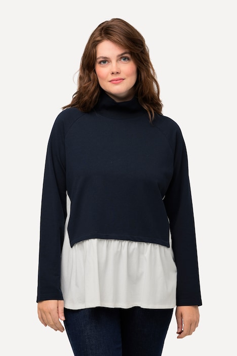 Sweatshirt, Lagenoptik, Stehkragen, Langarm, Biobaumwolle