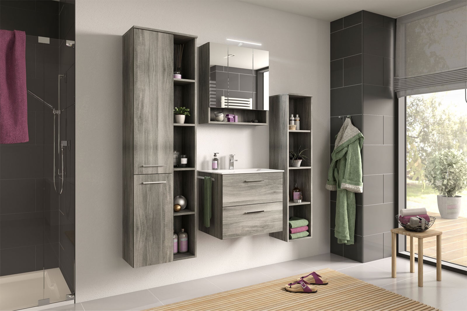 Hängeregal York Rauchsilber grau 30x136x31 cm
