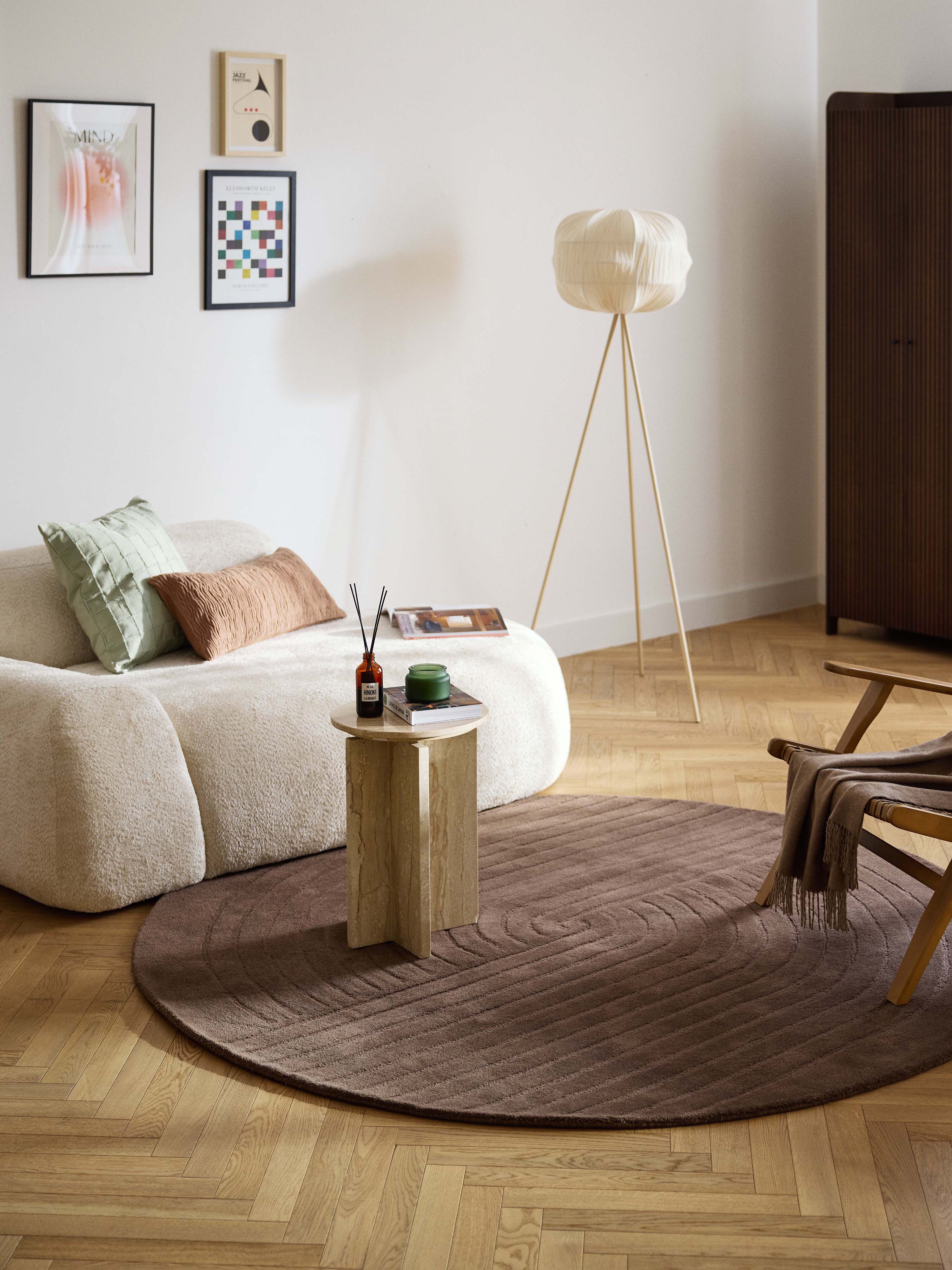 Rond handgetuft wollen vloerkleed Mason