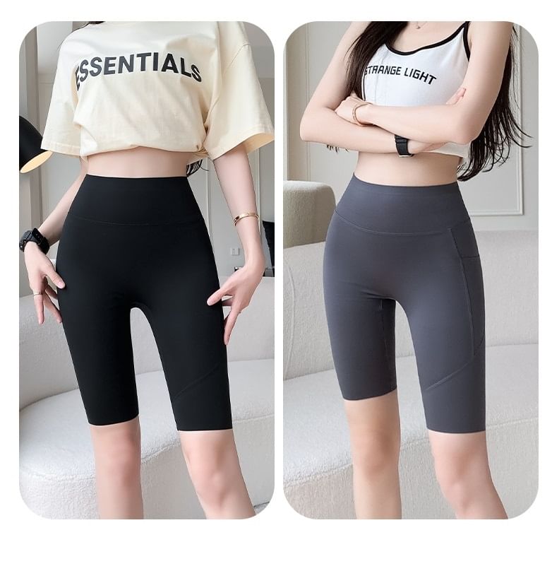 evanesce - Yogashorts met hoge taille en effen zakken
